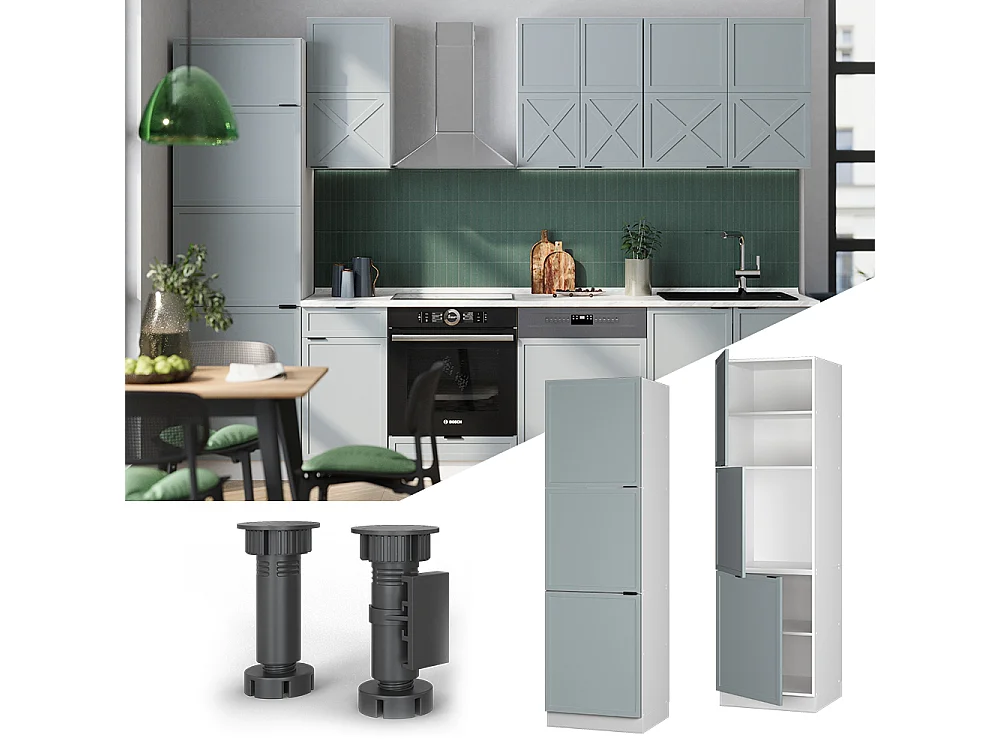 Meuble pour four bleu clair-gris 60x58x206.8 fame-line