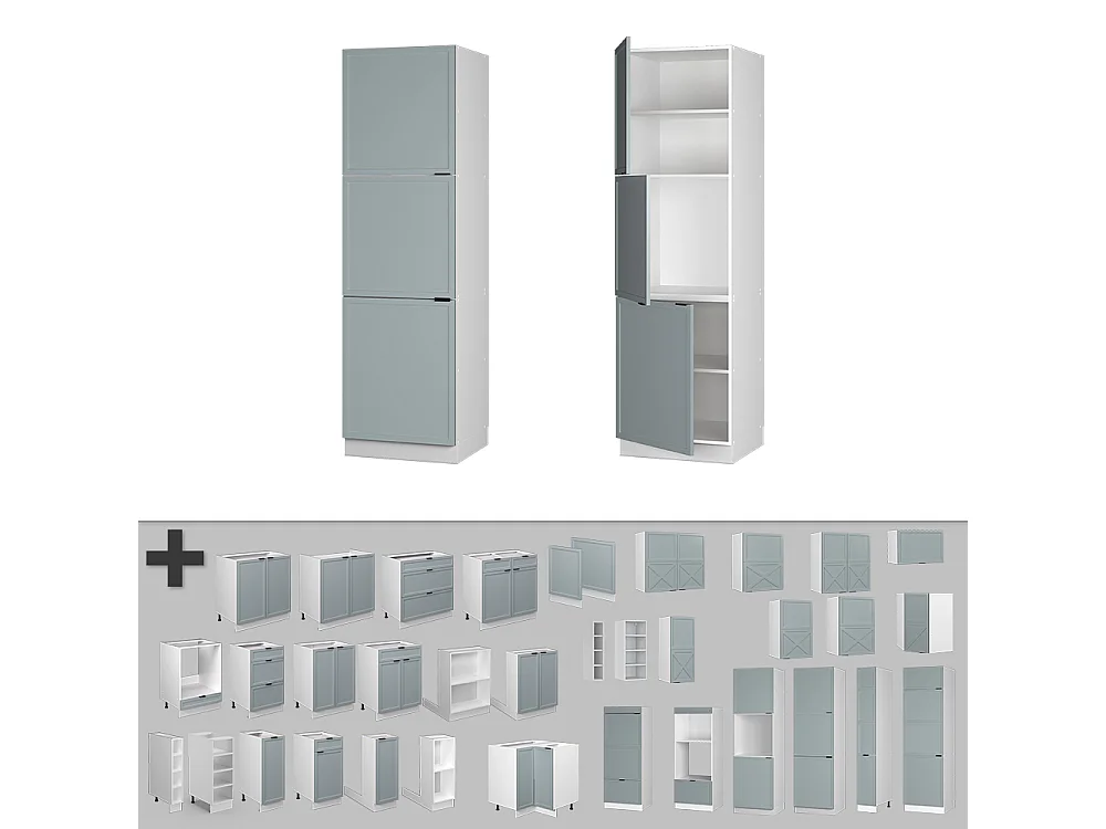 Meuble pour four bleu clair-gris 60x58x206.8 fame-line