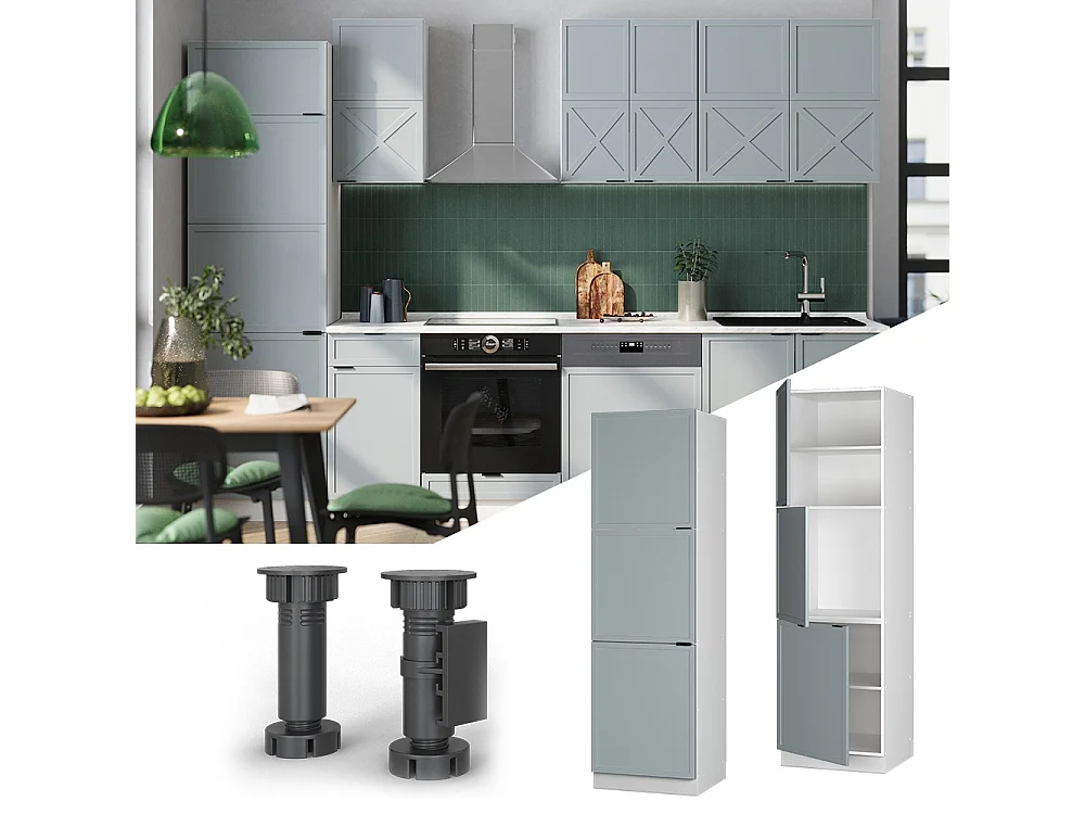 Hoge kast licht blauw-grijs/wit 60x58.1x206.8 fame-line