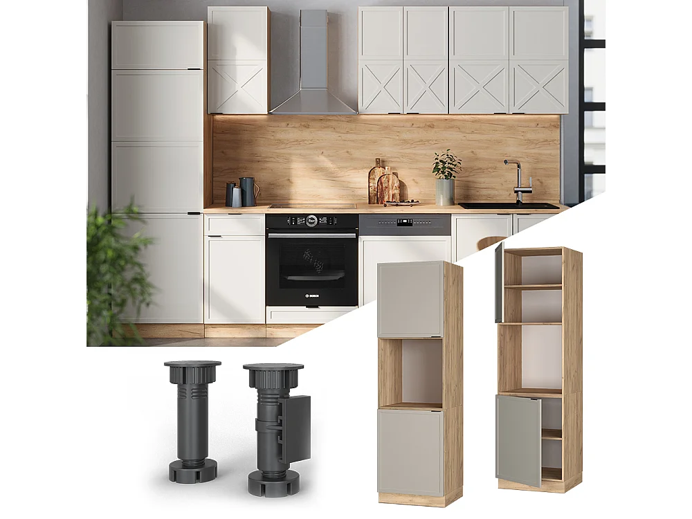 Meuble pour four grisbeige 60x58.1x206.8 fame-line