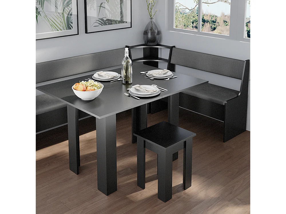 Eckbankgruppe schwarz 210x150x80 roman