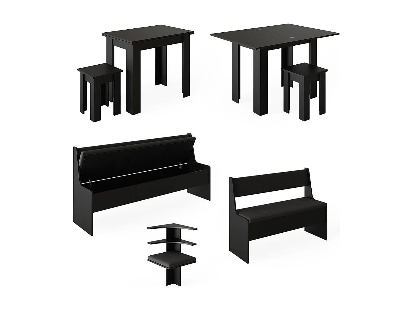 Groupe de banquettes dangle noir 210x150x80 roman