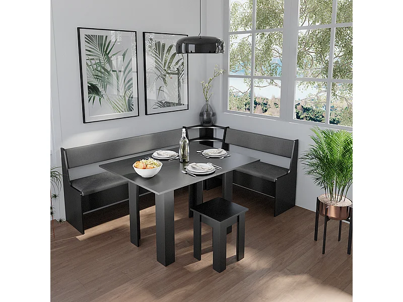 Hoekbankgroep zwart 210x150x80 roman