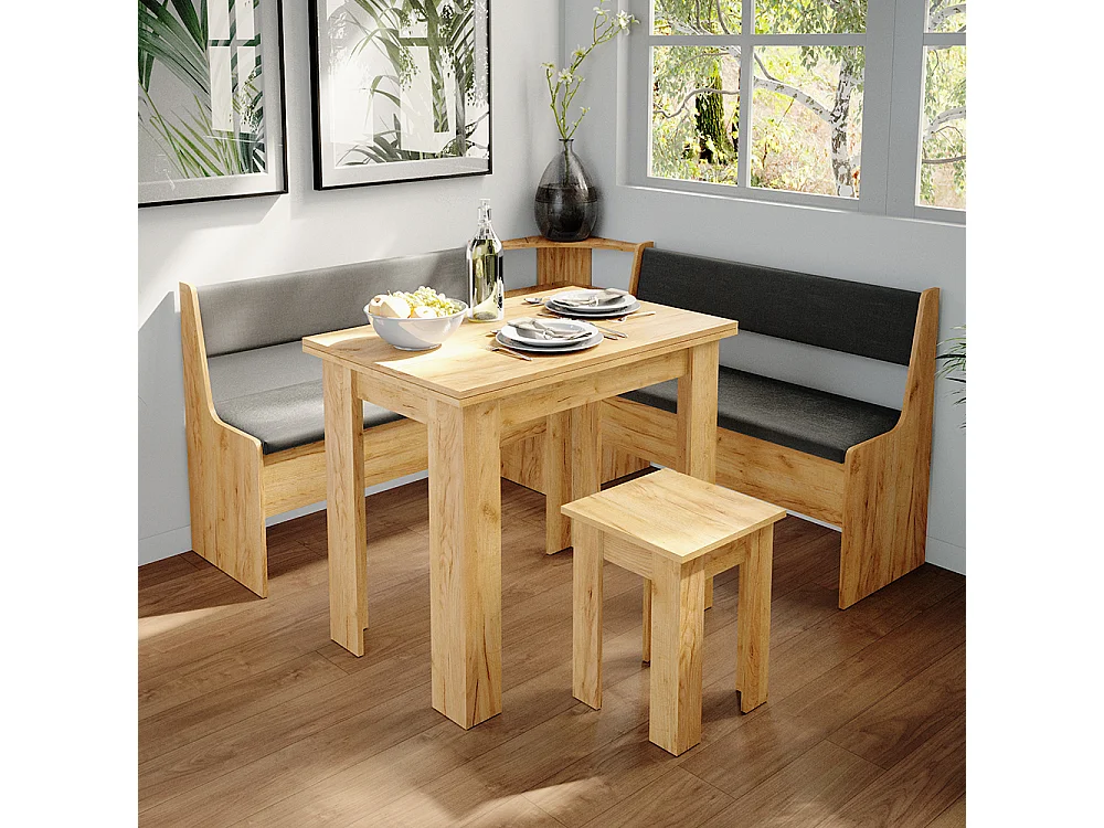 Groupe de banquettes dangle chêne de force doré 150x150x80 roman