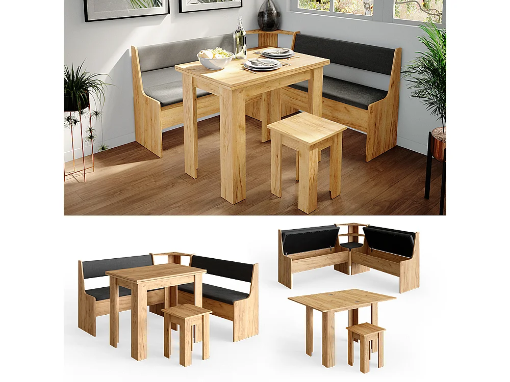 Groupe de banquettes dangle chêne de force doré 150x150x80 roman