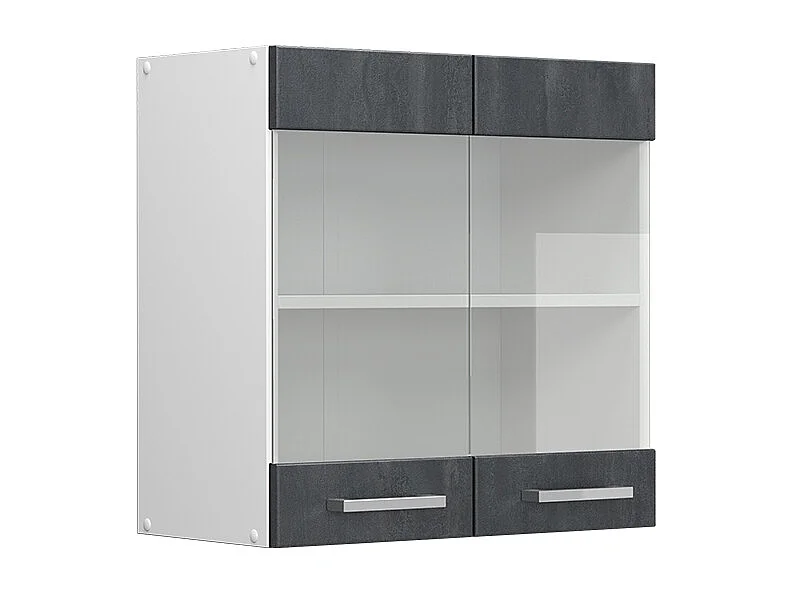 Armario de cocina con vidrio hormigón negro 60x31x60 r-line