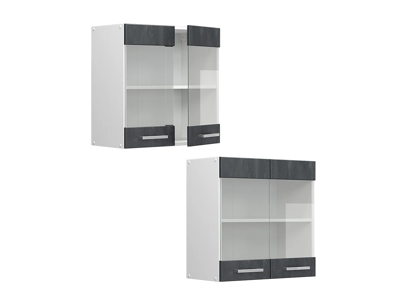 Armario de cocina con vidrio hormigón negro 60x31x60 r-line