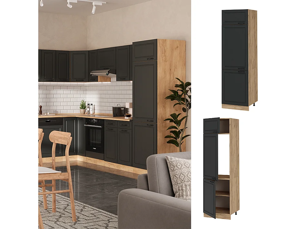 Koelkast ombouwkast antraciet landhuis 60x57.2x206.8 r-line