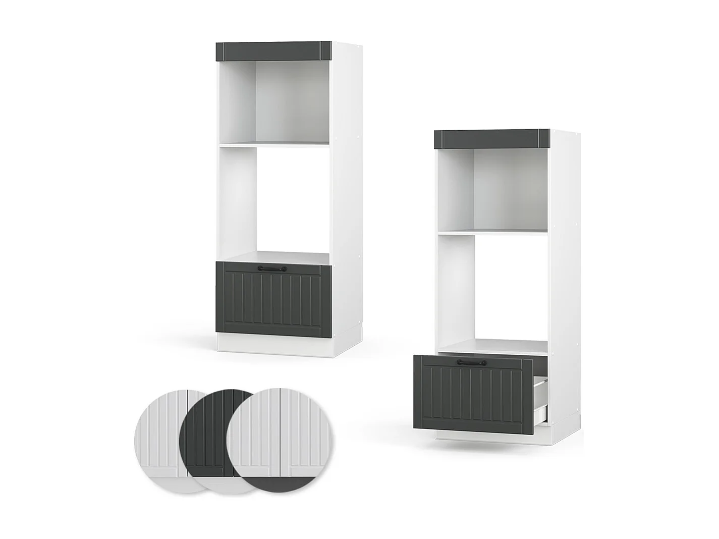 Armoire micro-ondes anthracite campagne 60x58.1x153.6 fame-line