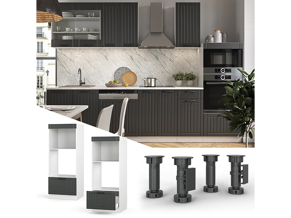 Mikrowellenschrank anthrazit landhaus 60x58.1x153.6 fame-line