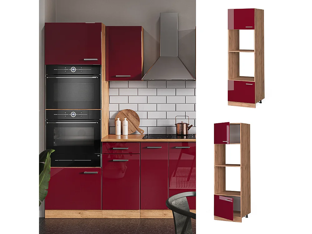 Armoire micro-ondes rouge brillant 60x57.2x206.8 r-line