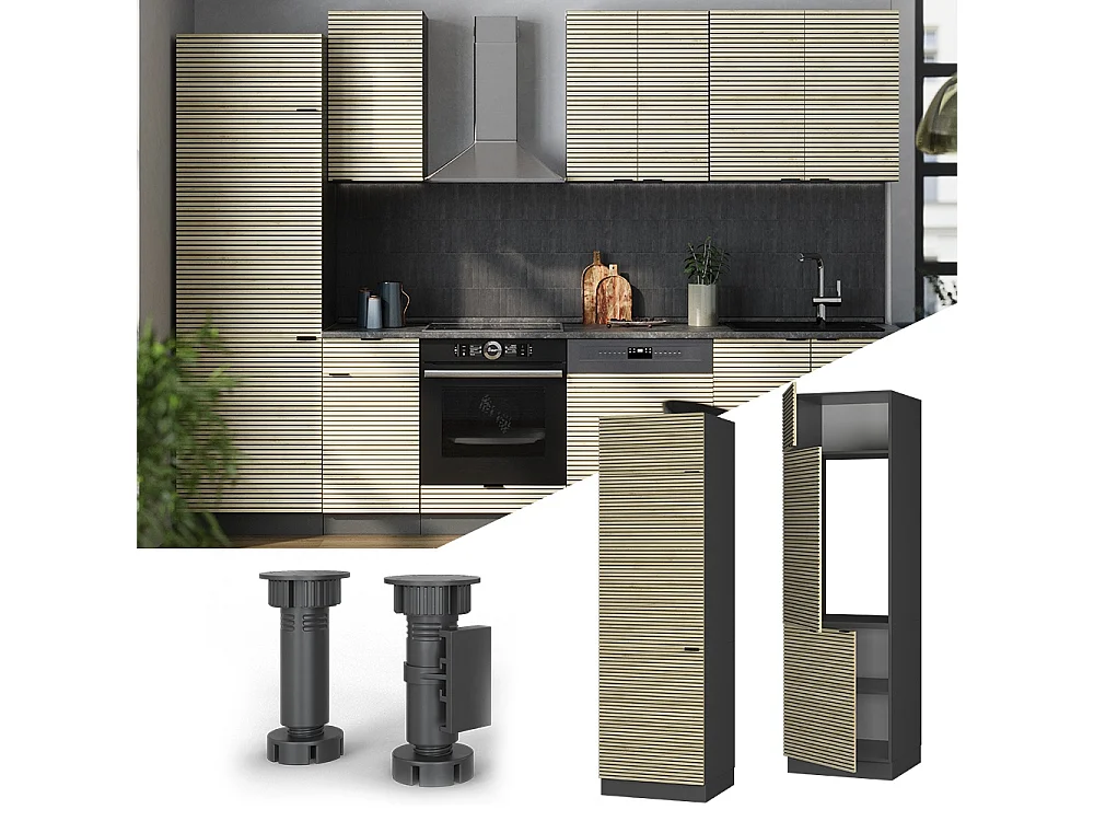 Køleskabsindbygningsskab panel i eg 60x58.1x206.8 fame-line
