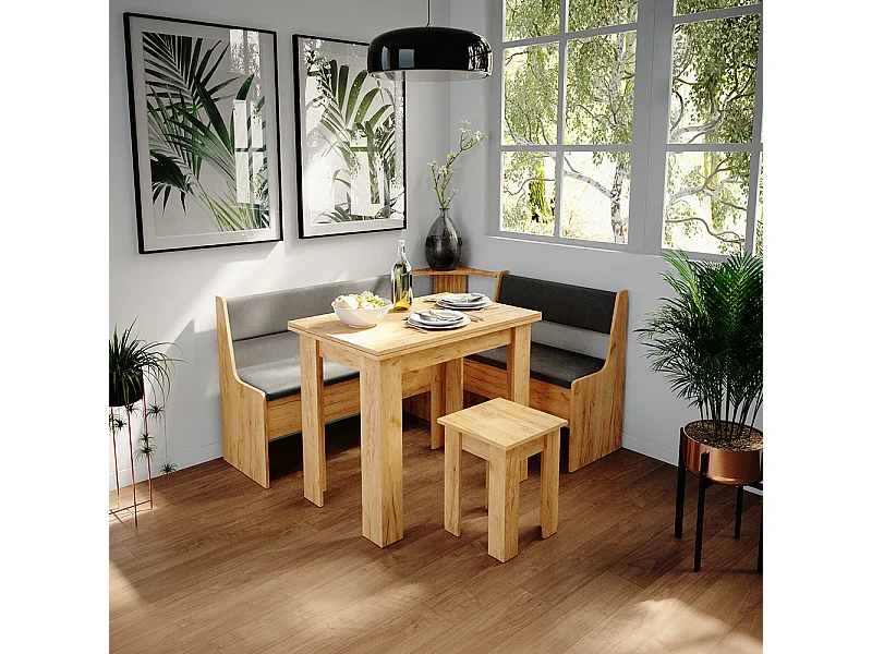 Eettafel met stoel zand eik 90x60x76.6 roman