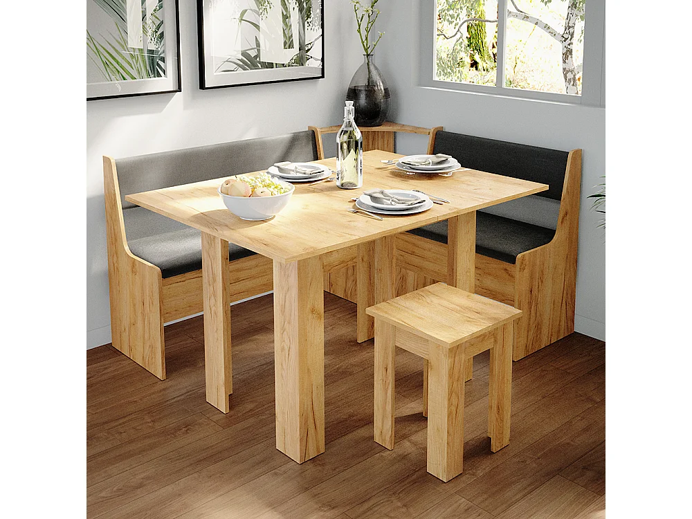 Tavolo da pranzo con sedia rovere sabbia 90x60x76.6 roman