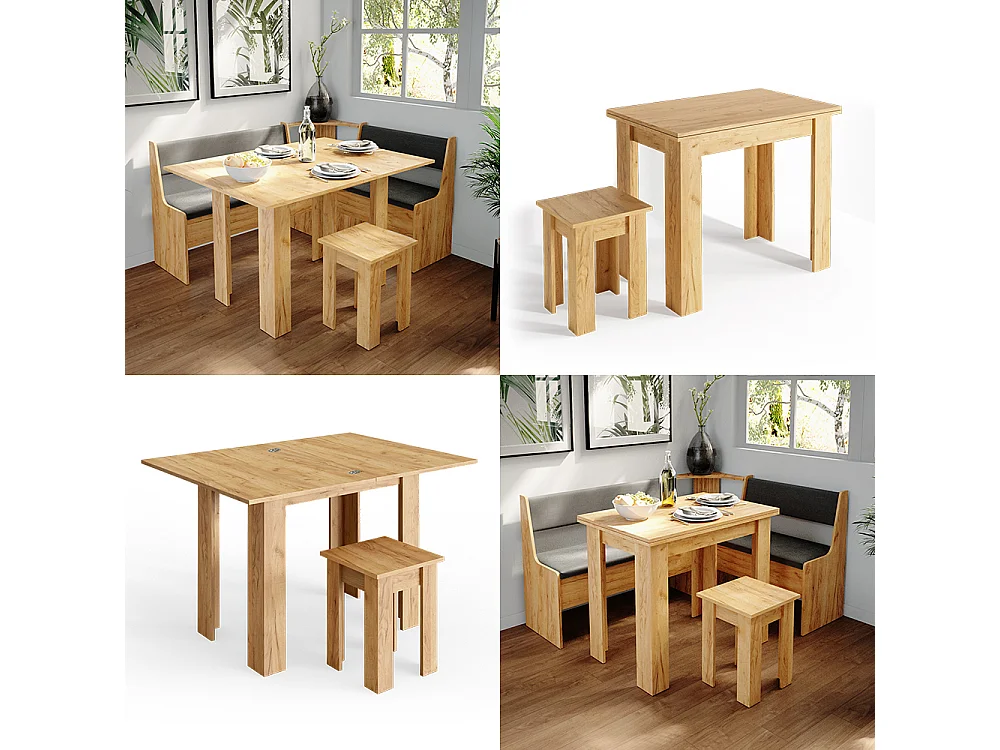 Tavolo da pranzo con sedia rovere sabbia 90x60x76.6 roman