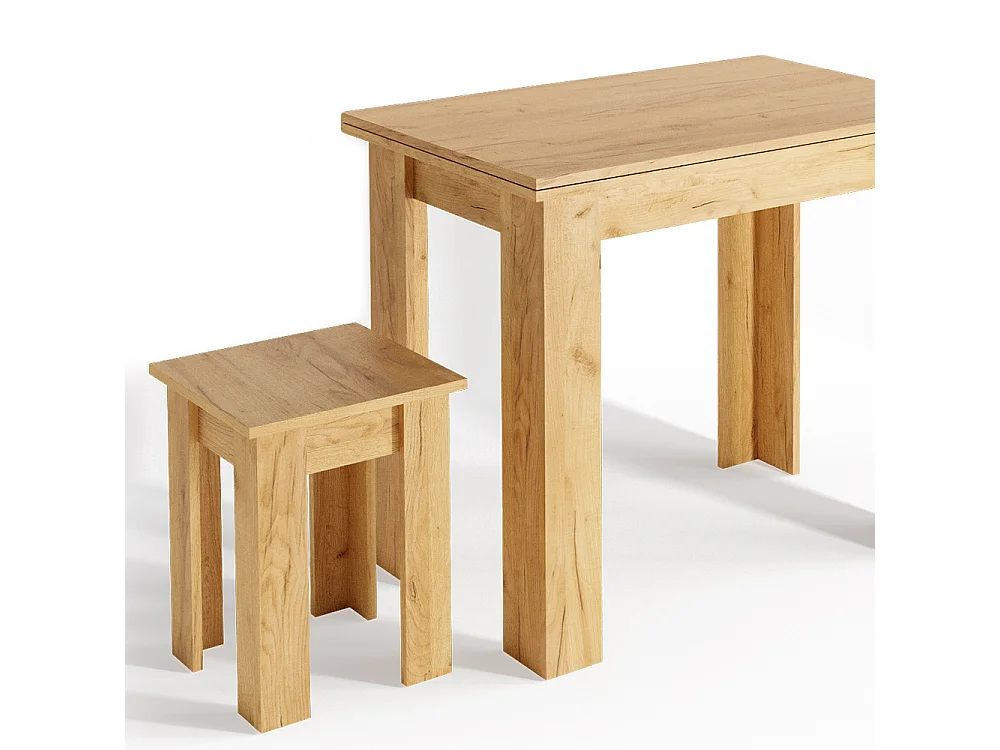 Table de salle à manger avec chaise sable chêne 90x60x76.6 roman