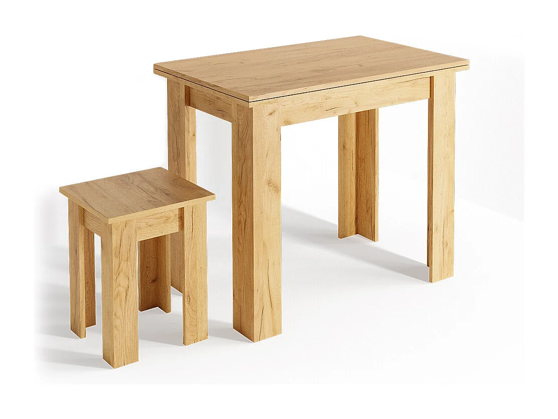 Table de salle à manger avec chaise chêne de force doré 60x90x76.6 roman