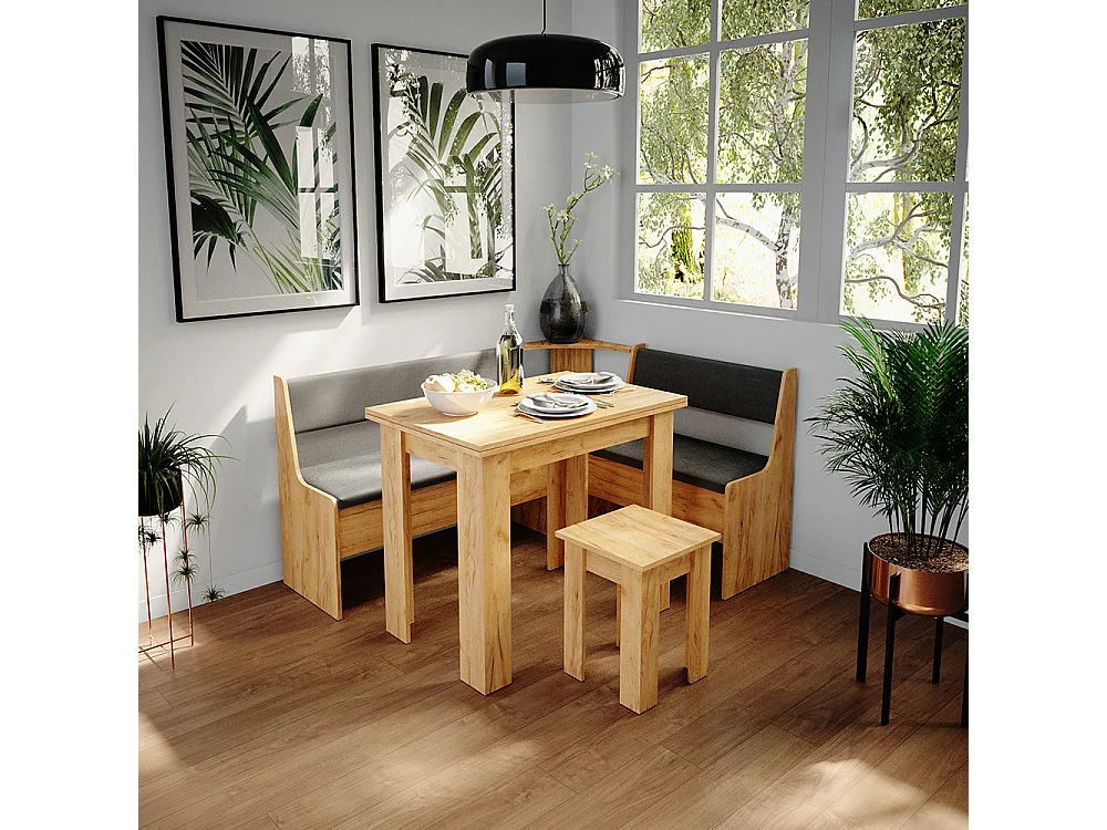 Table de salle à manger avec chaise chêne de force doré 60x90x76.6 roman