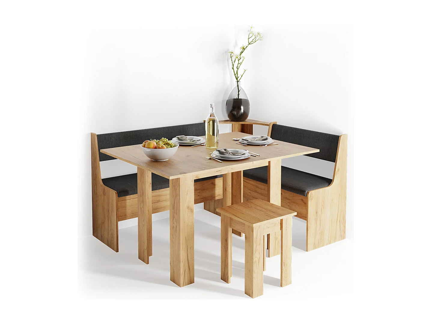 Table de salle à manger avec chaise chêne de force doré 60x90x76.6 roman