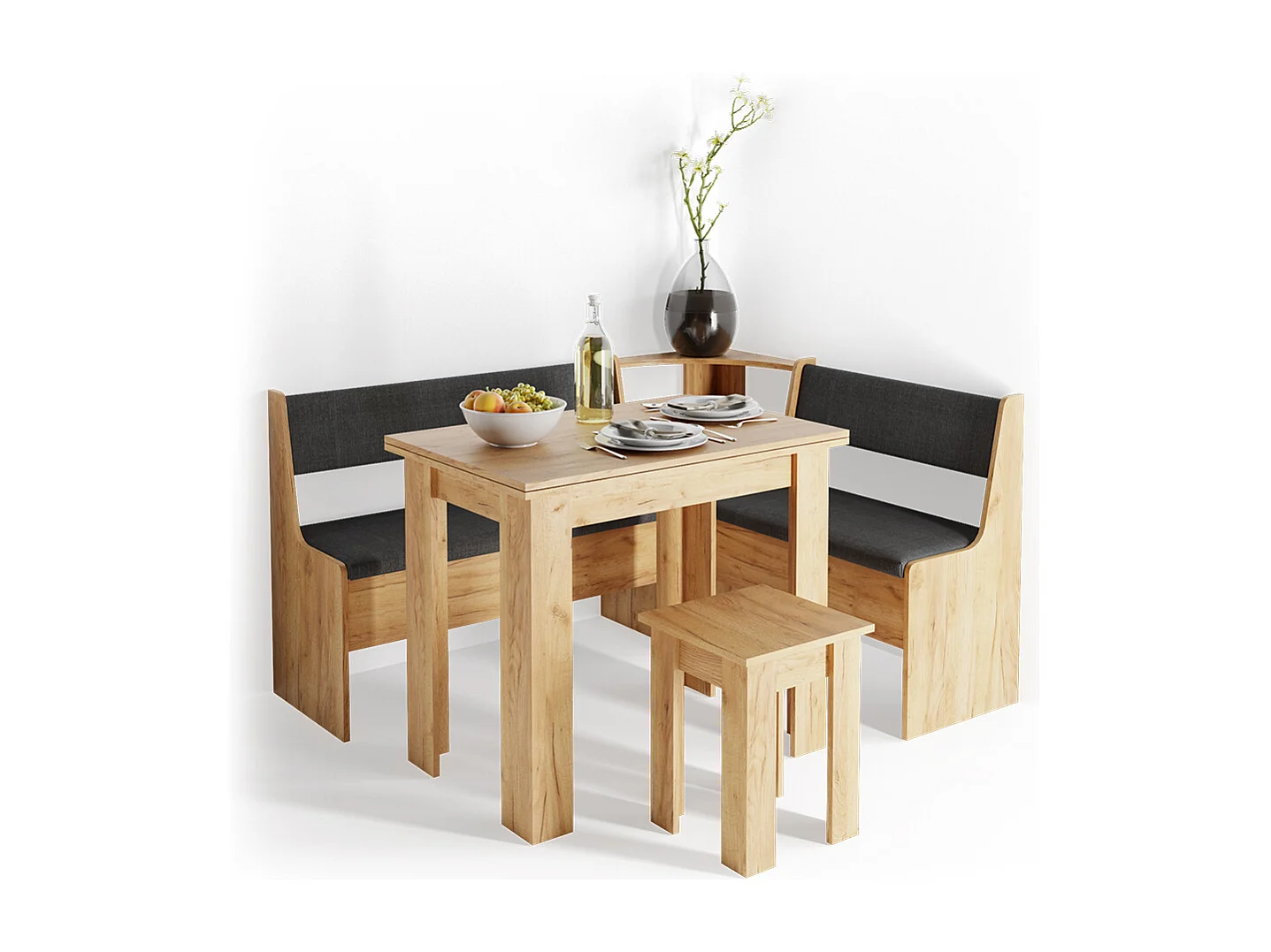 Table de salle à manger avec chaise chêne de force doré 60x90x76.6 roman