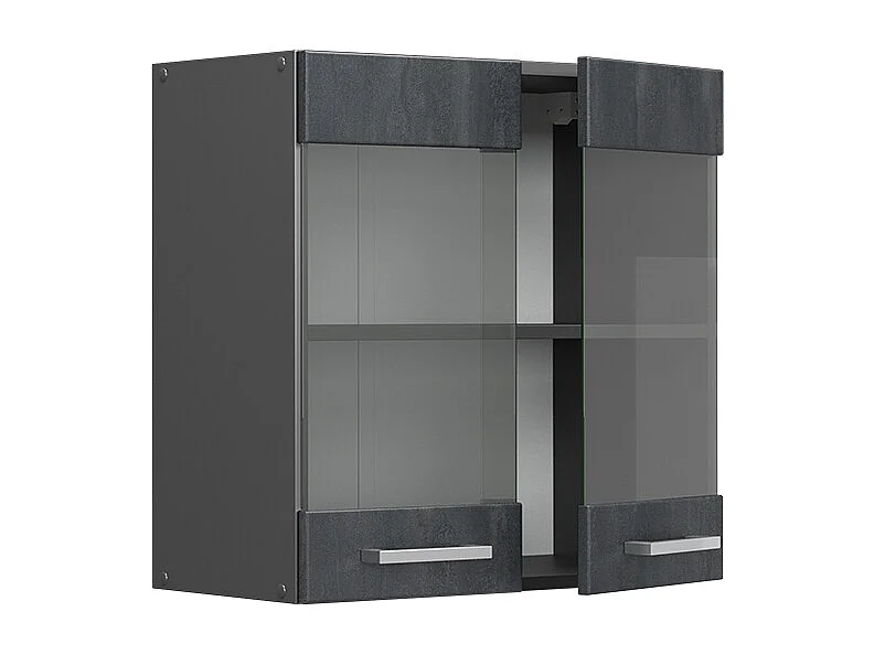 Glazen keukenkast zwart beton 60x31x60 r-line