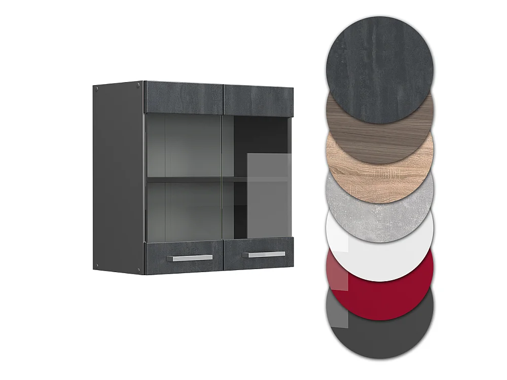Glass kitchen cabinet black concrete 60x31x60 r-line