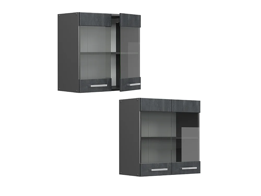 Glass kitchen cabinet black concrete 60x31x60 r-line