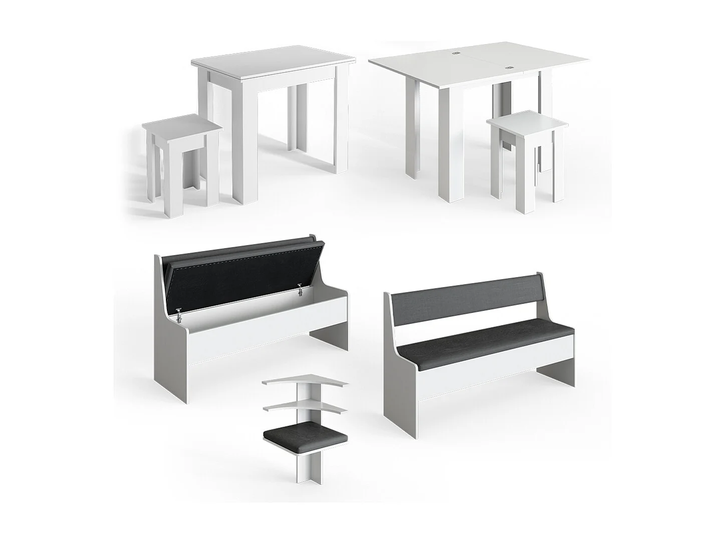 Groupe de banquettes dangle blanc 180x180x80 roman