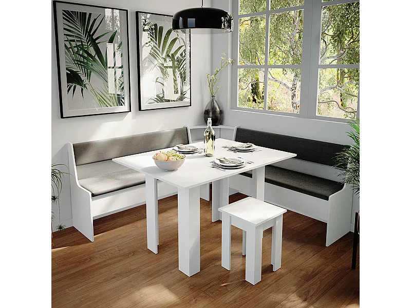Gruppo panca ad angolo bianco 180x180x80 roman
