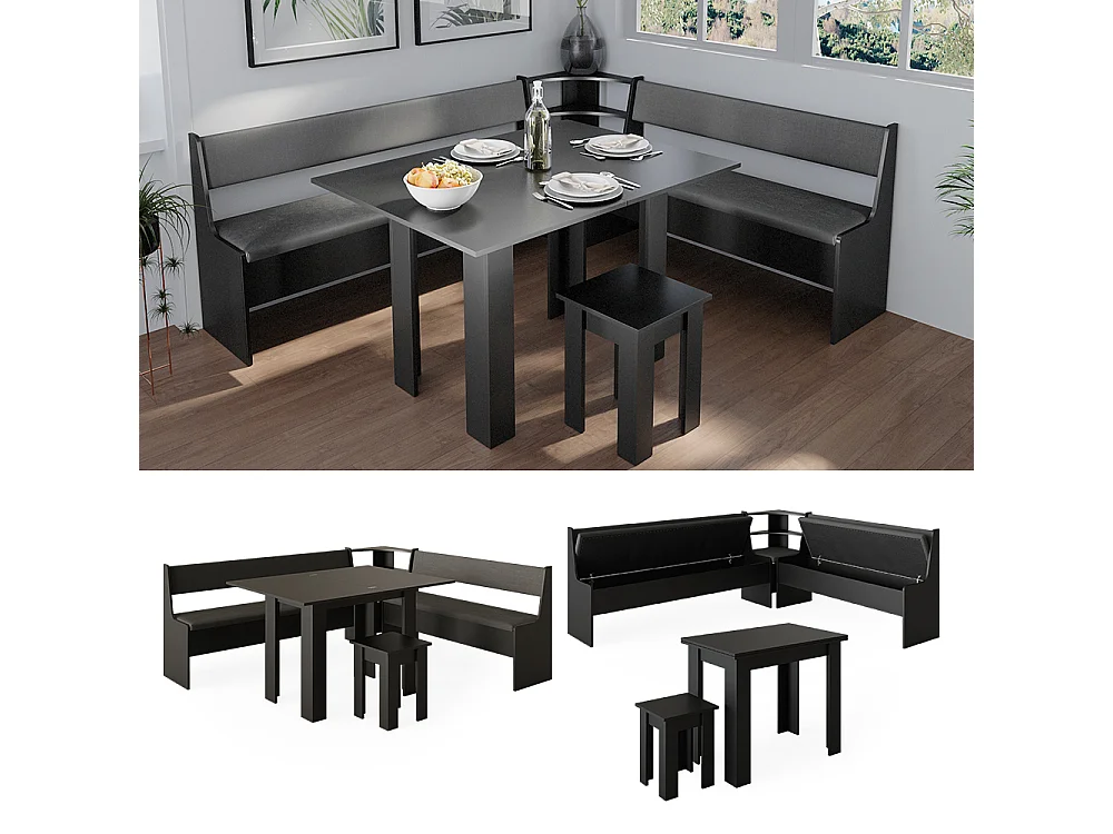 Groupe de banquettes dangle noir 210x180x80 roman