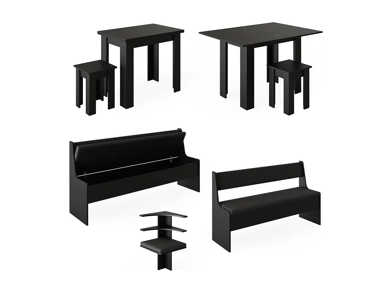 Groupe de banquettes dangle noir 210x180x80 roman