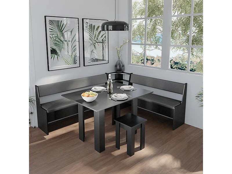 Hoekbankgroep zwart 210x180x80 roman