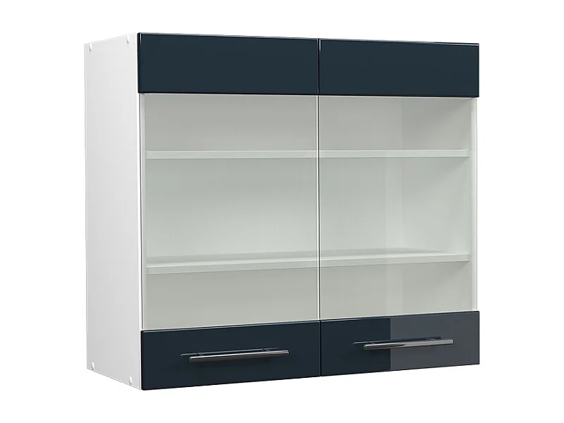 Armario de cocina con vidrio azul oscuro alto brillo 80x34.1x72 fame-line