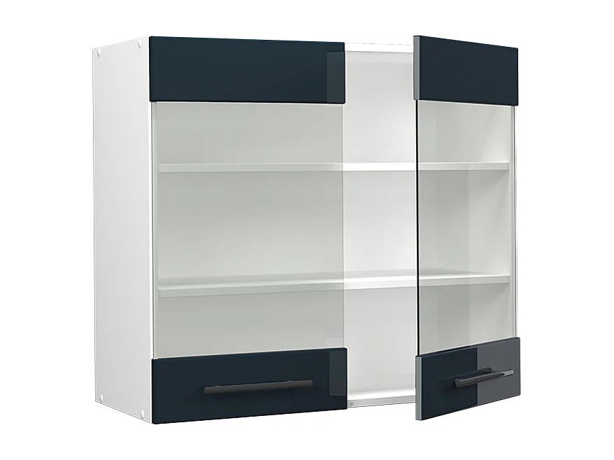 Armoire en verre bleu foncé brillant 80x34.1x72 fame-line