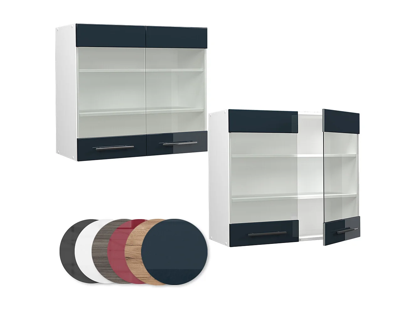 Armoire en verre bleu foncé brillant 80x34.1x72 fame-line