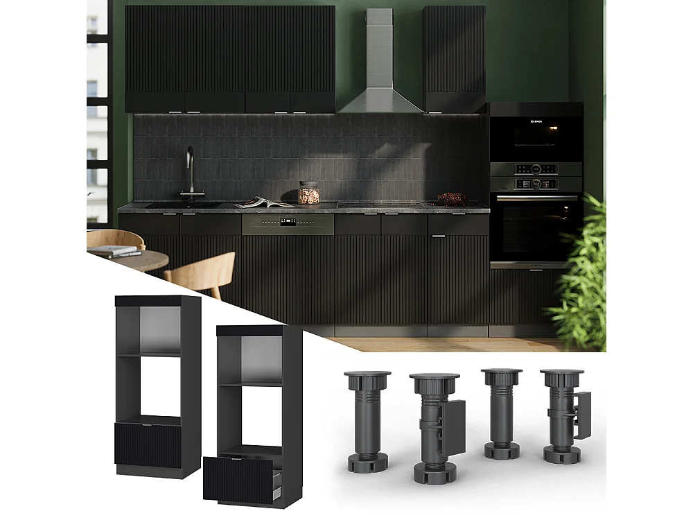 Armoire micro-ondes noir rayé 60x58.1x153.6 fame-line