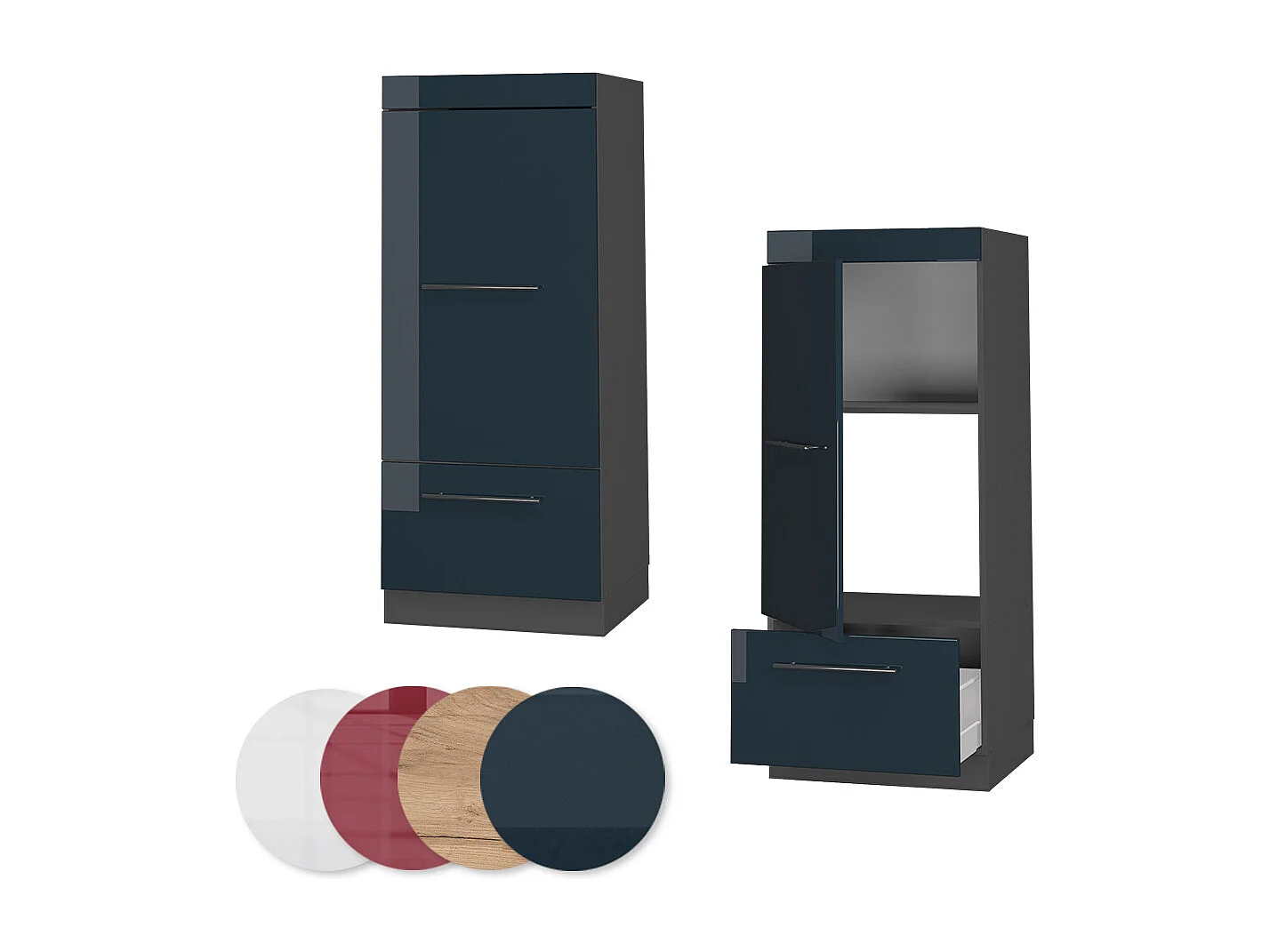 Armoire micro-ondes bleu foncé brillant 60x58.1x153.6 fame-line