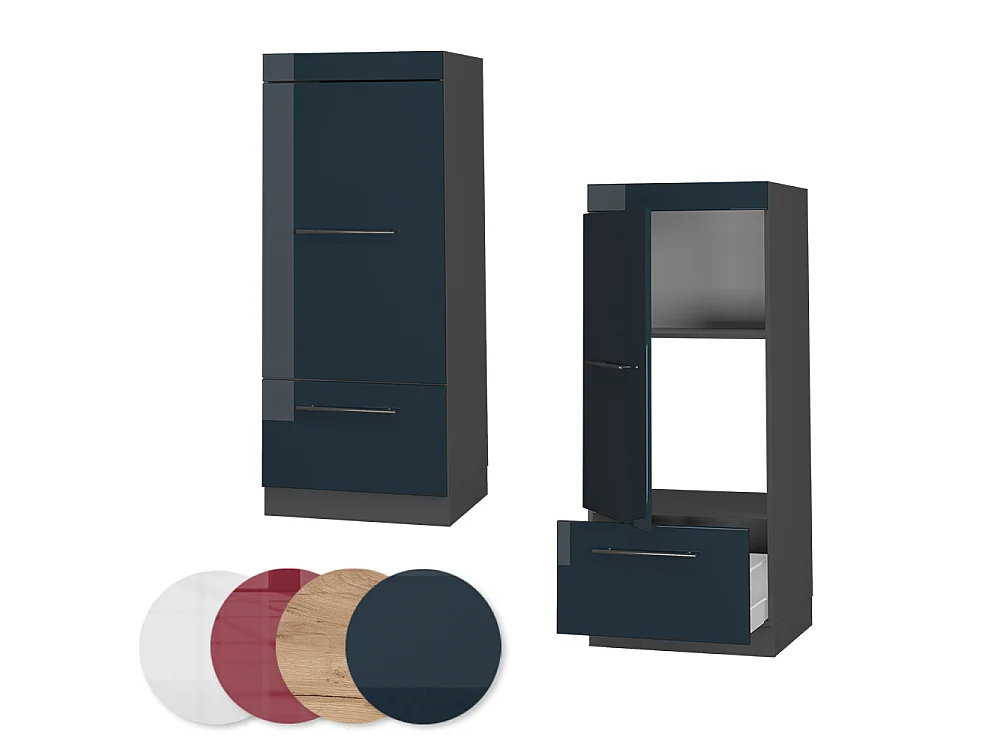Armoire micro-ondes bleu foncé brillant 60x58.1x153.6 fame-line