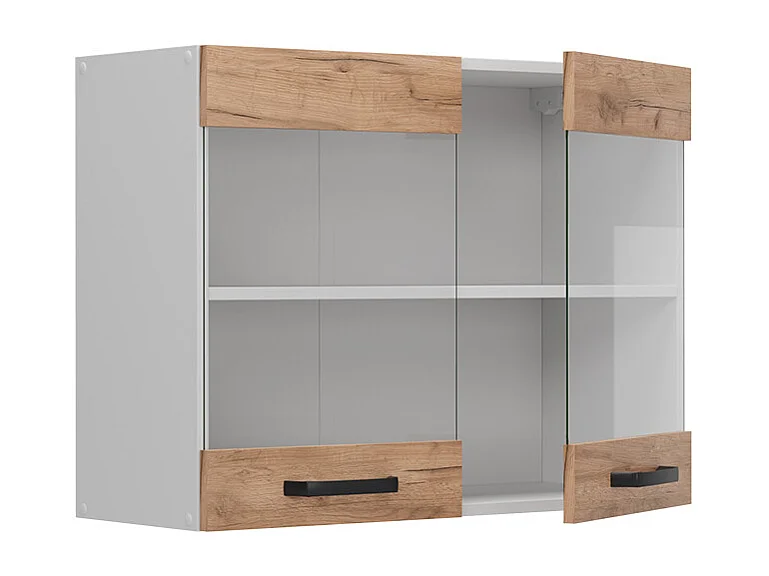 Armario de cocina con vidrio roble dorado 80x31x60 r-line