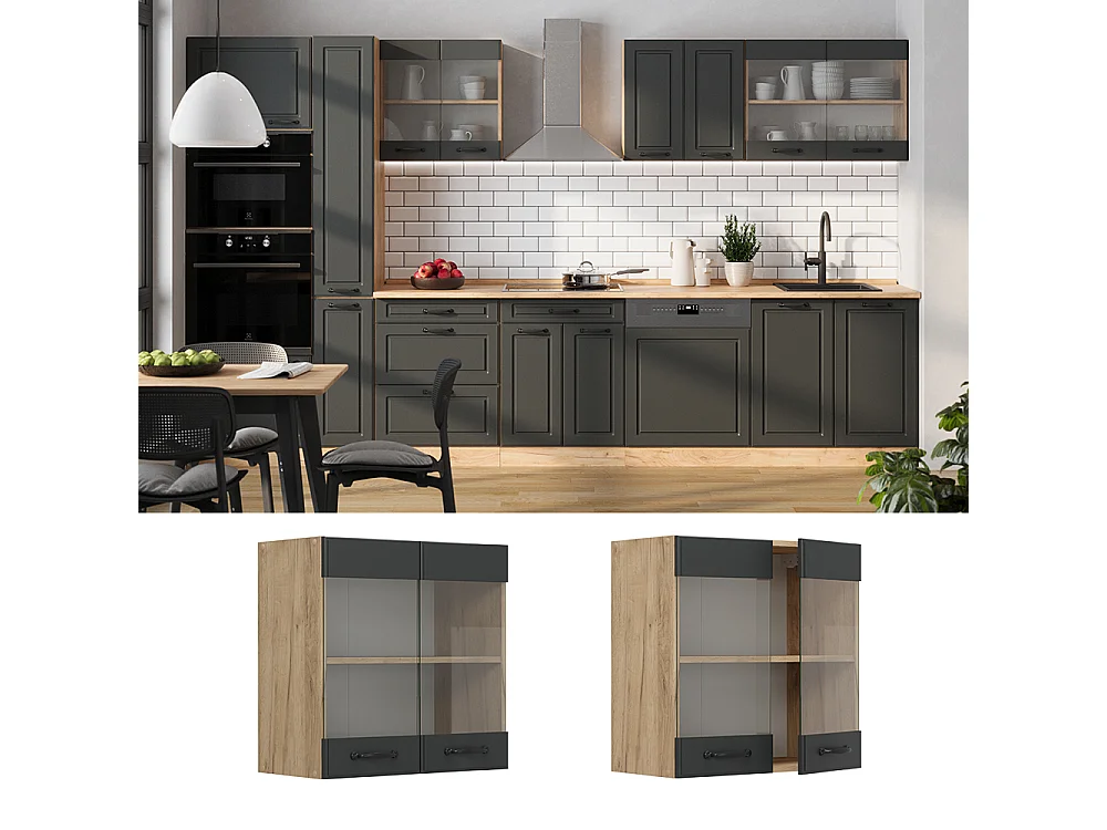 Armoire en verre anthracite campagne 60x31x60 r-line