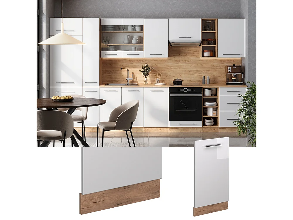Dishwasher front panel white high gloss 45x1.6x81.8 fame-line