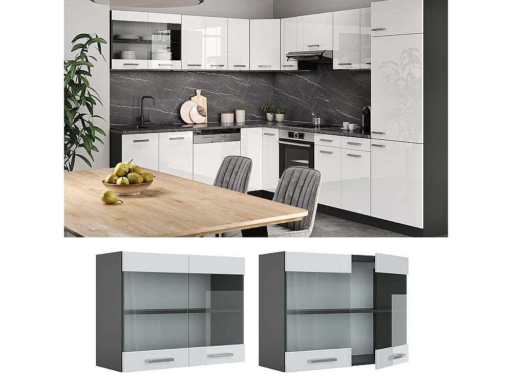 Armoire en verre blanc haute brillance 80x31x60 r-line