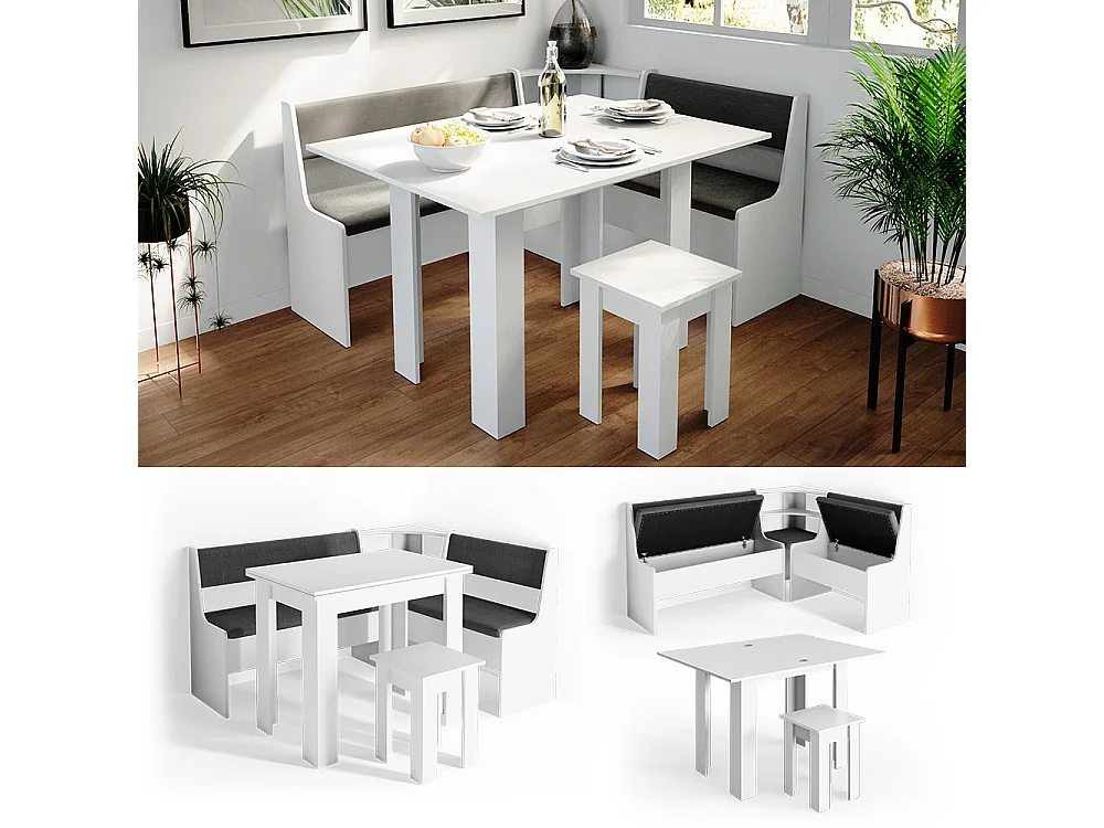 Groupe de banquettes dangle blanc 150x120x80 roman