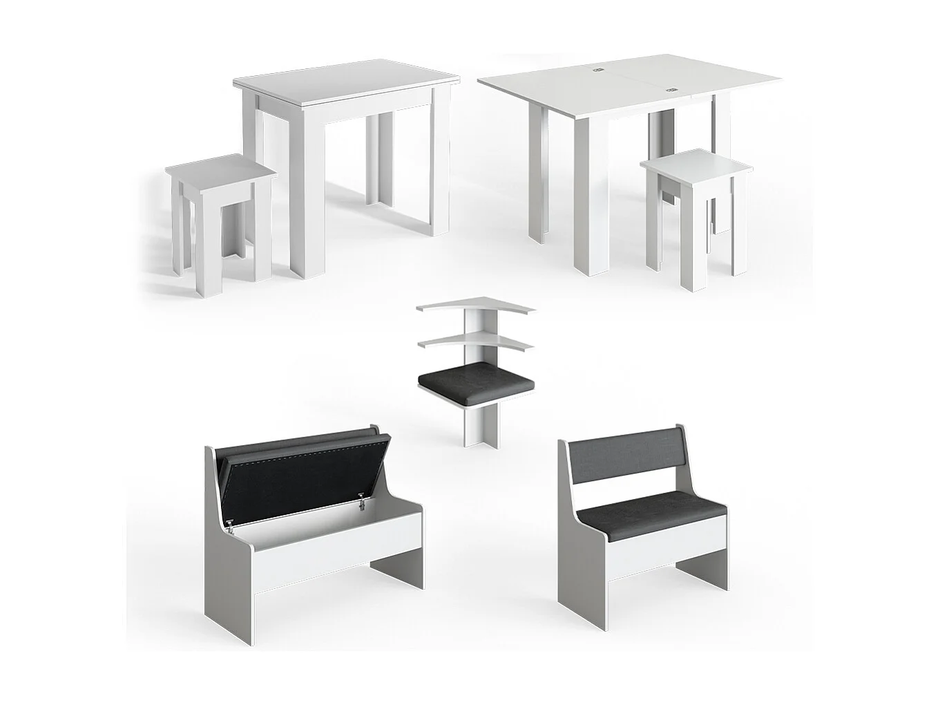 Groupe de banquettes dangle blanc 150x120x80 roman