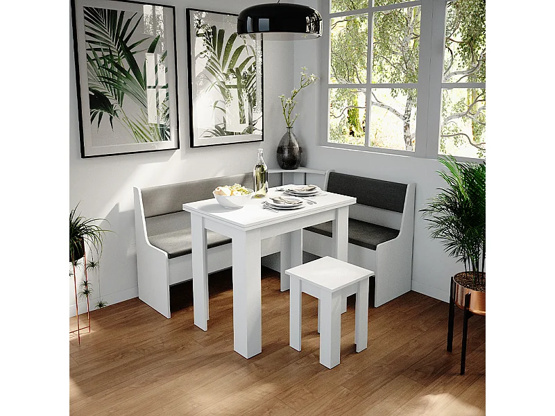 Hoekbank set wit 150x120x80 roman