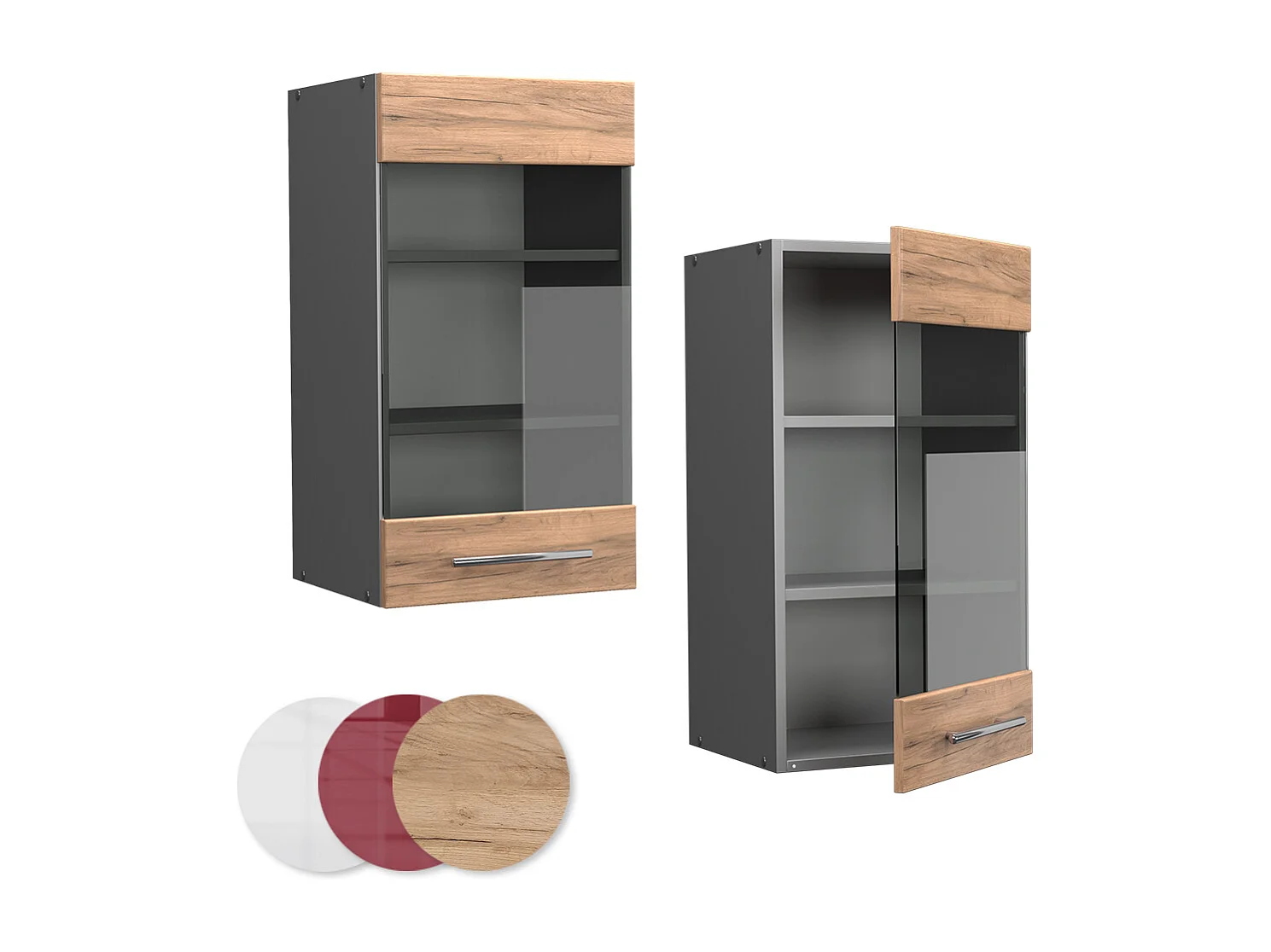 Armoire en verre chêne de force doré 40x34.1x72 fame-line