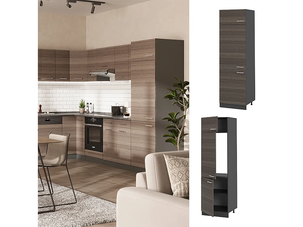 Koelkast ombouwkast edel grijs 60x57.2x206.8 r-line