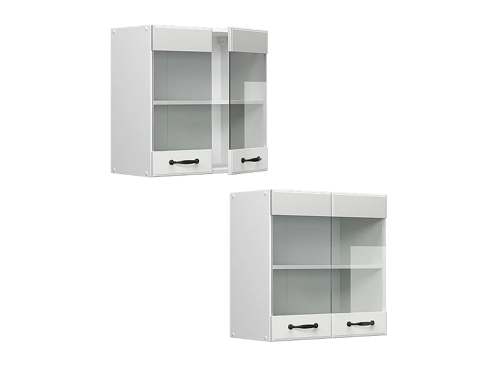 Glass kitchen cabinet white country house 60x31x60 r-line