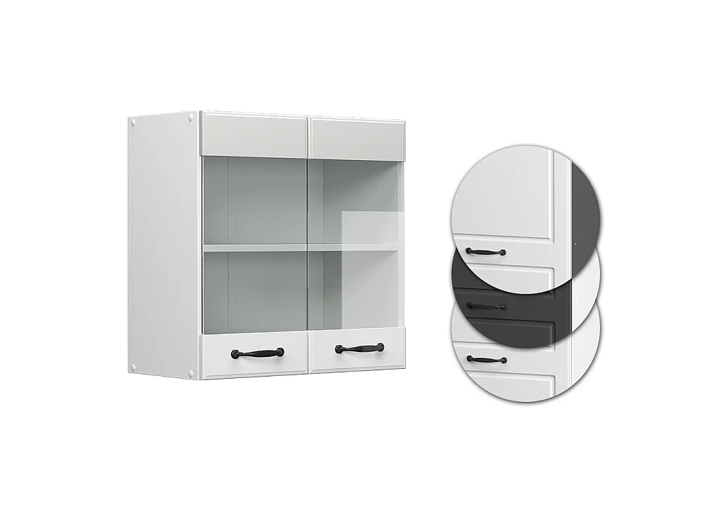 Glass kitchen cabinet white country house 60x31x60 r-line