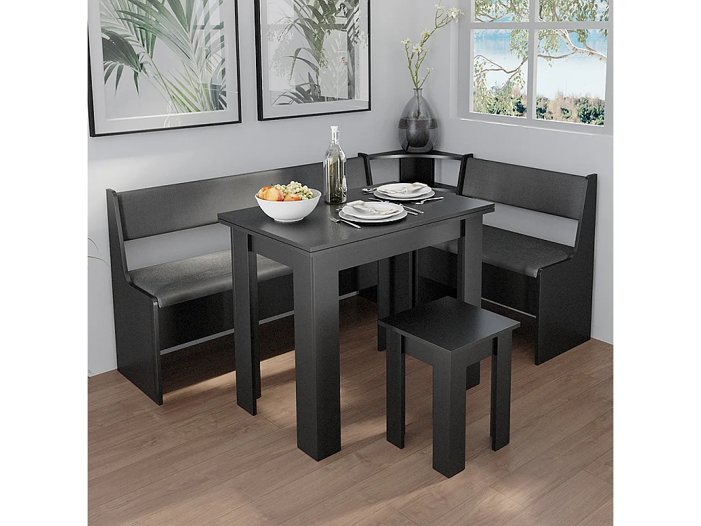 Eckbankgruppe schwarz 180x120x80 roman